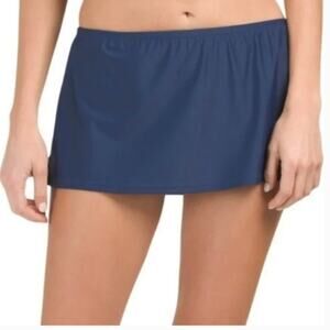 Ellen Tracy Women's Dark Blue Elastic Waist Swimwear Skort Skirt Size 10